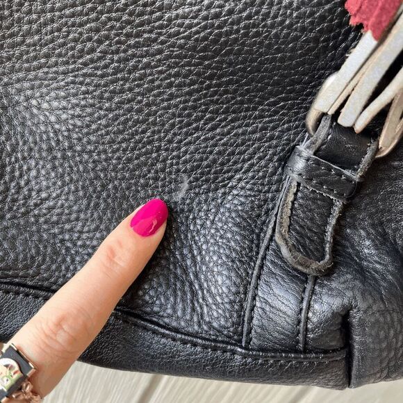 The Sak Palermo Top Grain Black Leather Shoulder Bag Tote Medium - Picture 8 of 11